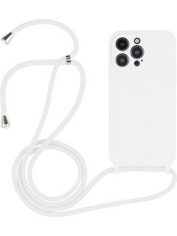 Θήκη Σιλικόνης TPU με Λουράκι Λαιμού για iPhone 15 Pro - White