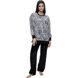 Galaxy Σετ Γυναικείες Πιτζάμες Χειμωνιάτικες Fleece Μαύρες 830-23