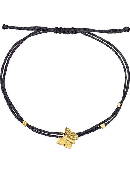 Ασημένιο Βραχιόλι Μακραμέ Butterfly Gold