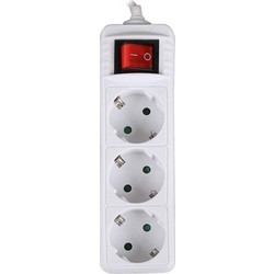 LAMTECH POWER STRIP WITH SWITCH 3 OUTLETS WHITE 3M