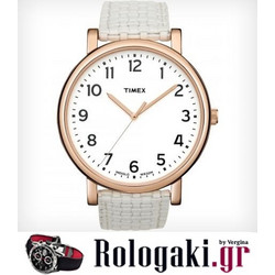 Timex Γυναικείο Ρολόι με Λευκό Δερμάτινο Λουράκι T2N475