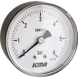 Μανόμετρο οριζόντιο Φ63 0-6 bar ICMA ART 243