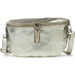Passaggio Leather Γυναικεία Τσάντα Χιαστί Δερμάτινη Χρυσή με Στενό Λουρί 5937-KR-19