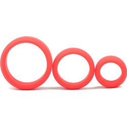 Enhanced Red Color Silicone Triple Cock Ring Set