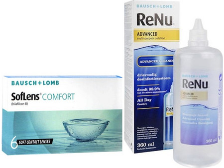Bausch & Lomb Soflens Comfort Μηνιαίοι Φακοί Επαφής 6τμχ + 1 Υγρό Renu Advanced 360ml