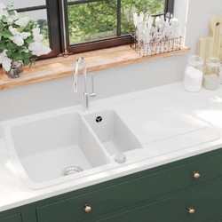 vidaXL 144855 Ένθετος Νεροχύτης Γρανίτη Λευκός 96x 50x31cm