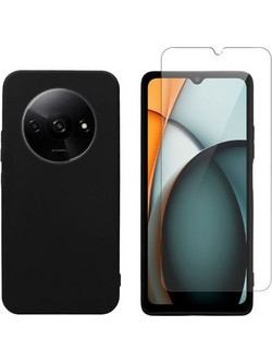 Redshield Xiaomi Redmi A3 Silicon Case & Glass Black Σετ - Θήκη Κινητου & Προστατευτικό Οθόνης