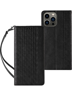 Magnet Strap Case Case for iPhone 13 Pro Pouch Wallet + Mini Lanyard Pendant Black