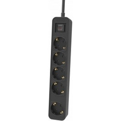 Πολύμπριζο 5 Θέσεων Μαύρο Schuko Power Switch 5 Ports On/Off 16A 1.5m Black Philips CHP2154B-10