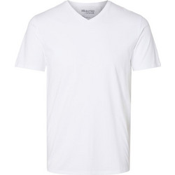 T-SHIRT SELECTED SLHNEWPIMA SS V-NECK TEE BRIGHT WHITE SELECTED