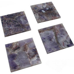 Artekko Quartz Σουβέρ από Μοβ Χαλαζία (10x10x1.1)cm 4pcs