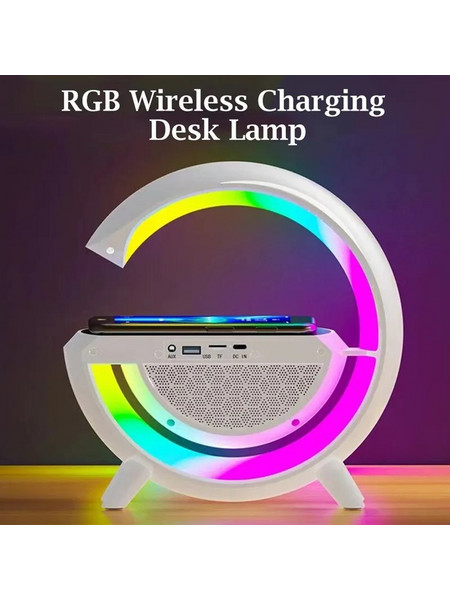 Φωτιστικό LED RGB με Ασύρματη Βάση Φόρτισης, Ηχείο Bluetooth, FM Andowl Q-CD110 - Λευκό