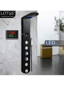 ΣΤΗΛΗ ΝΤΟΥΣ ΥΔΡΟΜΑΣΑΖ LOTUS(R) ΜΕ LED & ΨΗΦΙΑΚΗ ΟΘΟΝΗ INOX Black Mat-Μαύρο Ματ 6 ΕΞΟΔΩΝ | Luna LO-900BL/M |