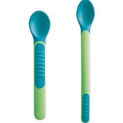 Mam Heat Sensitive Spoons & Cover Σετ Βρεφικά Κουτάλια με Θήκη 6m+ Πράσινα 2τμχ