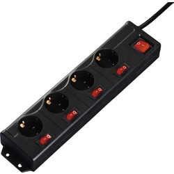 Hama 4 250cm (1) Steckdosenleiste Wechselstrom 230 V 3500 Watt Ausgangsanschlsse 4 14 m Schnur Schwarz