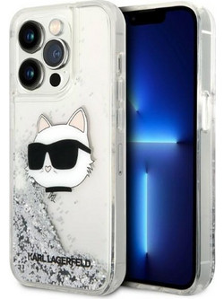 Karl Lagerfeld Glitter Choupette Head Back Cover Silver (iPhone 14 Pro Max)