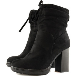 La Coquette Γυναικεία Μποτάκια Biker Suede Μαύρα με Χοντρό Ψηλό Τακούνι TW-B17028-1