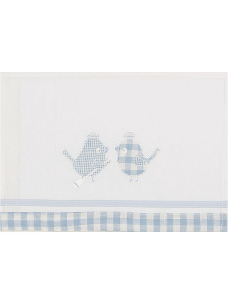 Σετ σεντόνι - μαξιλαροθήκη λίκνου πουλάκια σιελ καρό EMC BK228 Αγόρι