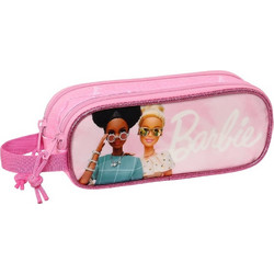 Safta Barbie Girl Κασετίνα Βαρελάκι με 2 Θήκες Ροζ 812310513