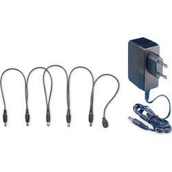 STAGG PSU-9V1AR-EU τροφοδοτικό με SPS-DC-5M1F καλώδιο σύνδεσης μέχρι 5 πεταλιών Bundle