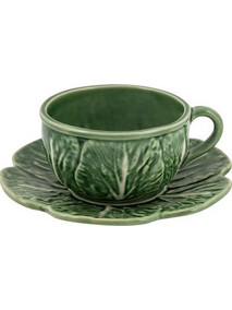 Kούπα Mε Πιατάκι Cabbage Kεραμική Bordallo Pinheiro (15x7 cm)