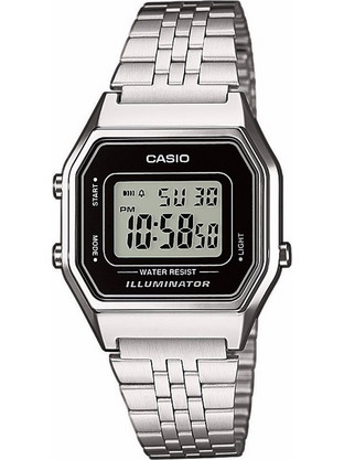 Casio Ψηφιακό Γυναικείο Ρολόι Χρονογράφος με Ασημί Μεταλλικό Μπρασελέ LA680WEA-1EF