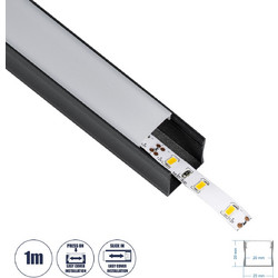 SURFACE-PROFILE 70869-1M Προφίλ Αλουμινίου - Βάση & Ψύκτρα Ταινίας LED με Λευκό Γαλακτερό Κάλυμμα - Επιφανειακή Χρήση - Πατητό Κάλυμμα - Μαύρο - 1 Μέτρο - Μ100 x Π2.3 x Υ2cm