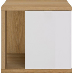 Otello Κομοδίνο Με Μία Πόρτα 45x35x42εκ. Helvezia Oak / Λευκό