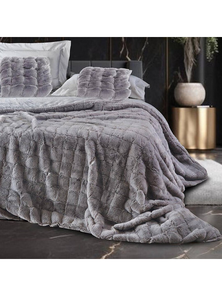 Makis Tselios Κουβερτοπάπλωμα Υπέρδιπλο 220x240 Fur2 Light Grey Square