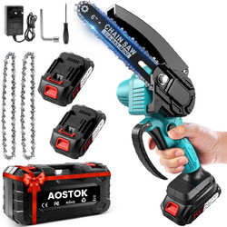 Mini Hand Chainsaw 800W Battery 2000 mAh 21V, with 2 Batteries and 2 chains 6 inch