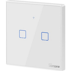 Διακόπτης Τοίχου Χωνευτός T2EU2C-RF Smart Διπλός Ασύρματος Για Έλεγχο Φωτισμού AC 100-240V White Sonoff