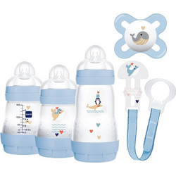 Mam Welcome to the World Σετ Πλαστικά Μπιμπερό με Θηλή Σιλικόνης κατά των Κολικών 0m+ Blue 2x160ml + 260ml Blue Heart