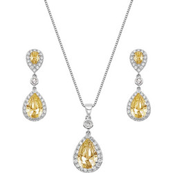 Gloria Hope GH22WY-10028 Νυφικό Σετ Κολιέ με Σκουλαρίκια Από Ατσάλι με Σαμπανί Ζιργκόν