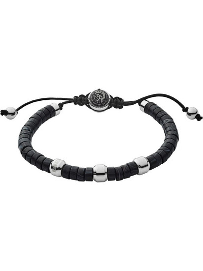 Diesel Beads Ανδρικό Βραχιόλι από Κορδόνι & Ατσάλι με Αχάτη DX1121040