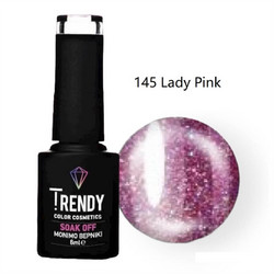 Trendy Soak Off 145 Lady Pink Glitter Ημιμόνιμο Βερνίκι Νυχιών 6ml