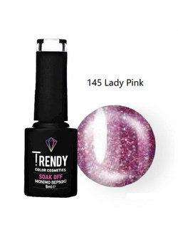 Trendy Soak Off 145 Lady Pink Glitter Ημιμόνιμο Βερνίκι Νυχιών 6ml