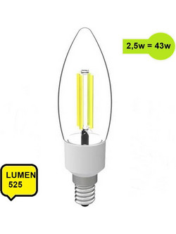 Λάμπα LED E14 Filament 2,5W 525 lum 360 Φώς Ημέρας Ενεργειακή Κλάση Α