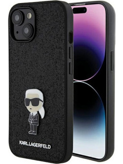 Karl Lagerfeld Fixed Glitter Ikonik Logo Back Cover (iPhone 15)