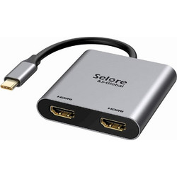 SELORE προσαρμογέας USB C σε διπλό HDMI, συμβατό με θύρες Thunderbolt 3/4, for MacBook Pro/Air, iPad Pro, Dell etc