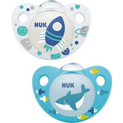 Nuk Trendline Ανατομικές Ορθοδοντικές Πιπίλες Σιλικόνης 6-18m Πύραυλος Καρχαρίας 2τμχ