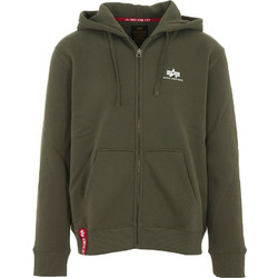 Alpha Industries Basic y Ανδρική Ζακέτα Φούτερ με Κουκούλα και Φερμουάρ Χακί 118342-142