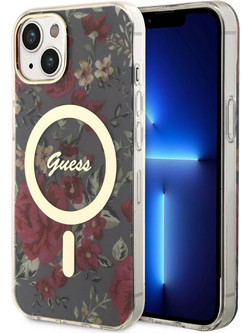 Guess Flower Collection MagSafe Back Cover Khaki (iPhone 14 Plus)