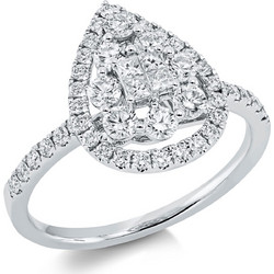 Diamond Group Μονόπετρο Δαχτυλίδι με Διαμάντια Brilliant από Λευκό Χρυσό 18 Καρατίων DDX728