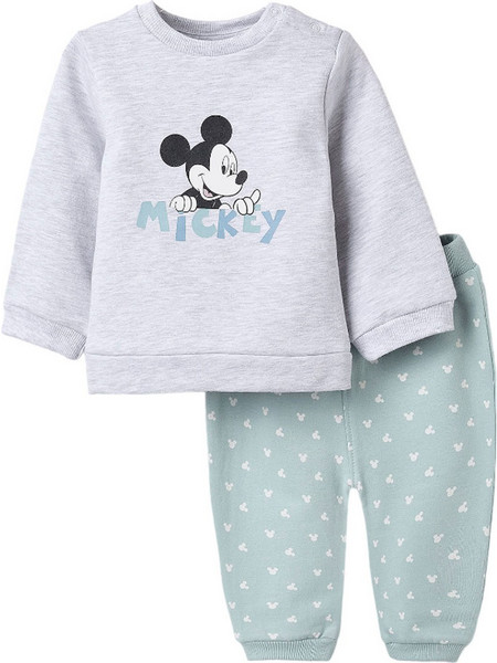 Βρεφικό σετ φόρμα για αγόρι Mickey, γκρι-γκρι σιελ, Regular Fit, 94% βαμβάκι-4% ελαστίνη-2% πολυεστέρας