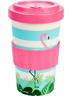 Woodway bamboo cup ροζ φλαμίνγκο 500ml