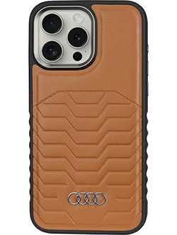 Audi Synthetic Leather case with MagSafe for iPhone 15 Pro - brown