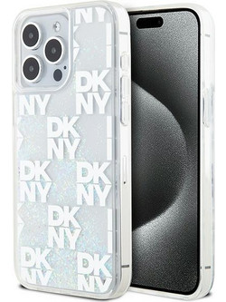 DKNY Liquid Glitter Multilogo case for iPhone 15 Pro Max - white