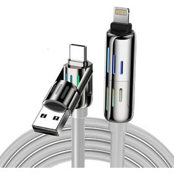 Blitzwolf BW-HDC6 4-in-1 USB-C/USB-A to USB-C/Lightning cable 1.2m 240W RGB (gray) BW-HDC6 Grey
