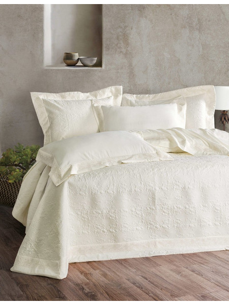 Κουβερλί Νυφικό Υπέρδιπλα Σετ Wedding Collection Irina Ecru Microsatin Rythmos (235x250) 3Τεμ