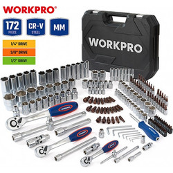ΚΑΣΕΤΙΝΑ ΚΑΡΥΔΑΚΙΑ & ΜΥΤΕΣ 1/4"+3/8"+1/2" ΣΕΤ 172 τμχ WP202545 WORKPRO (PROFI)